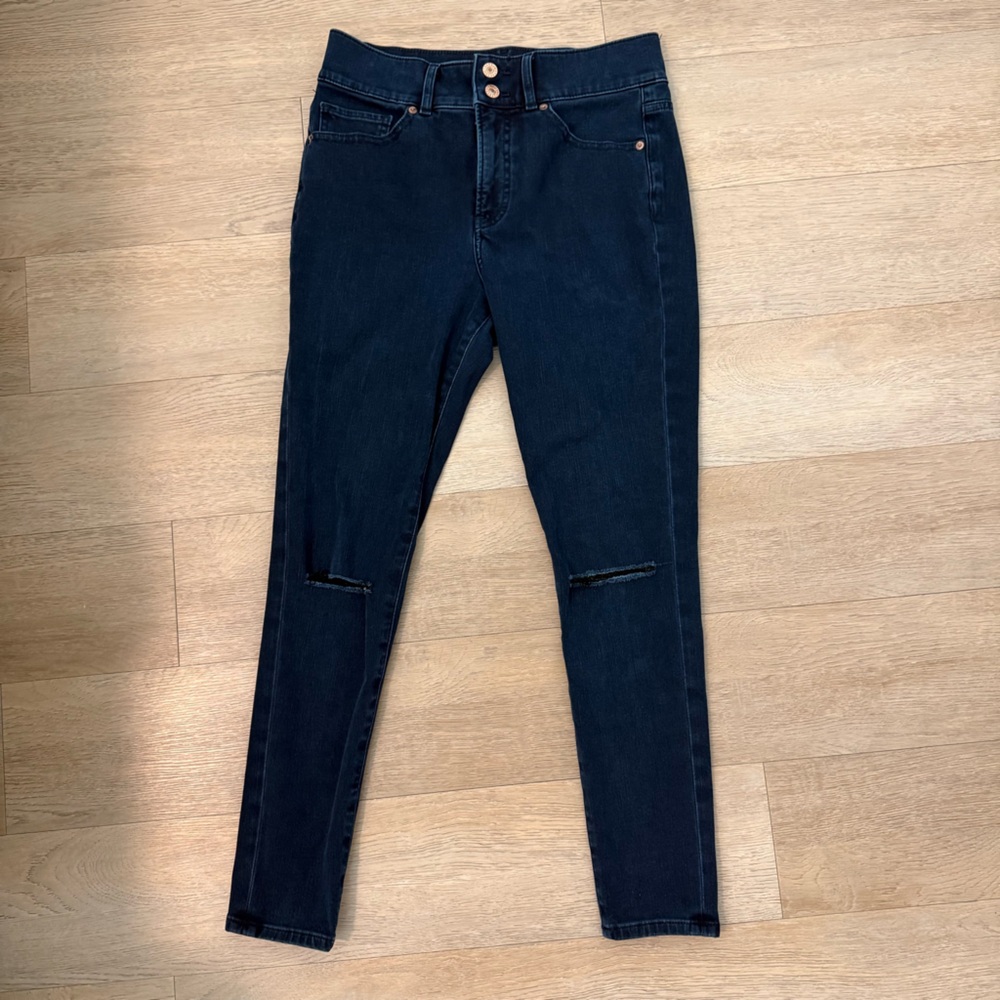 Express Women's Dark Indigo High Rise Stretch Skinny Jeans - Size 6